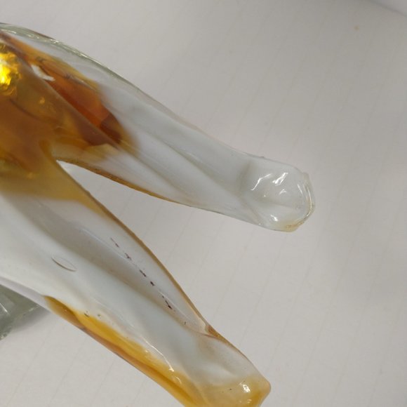 Murano Large Glass Art Brown/Tan Bird with Brown/White Tails - Picture 15 of 16